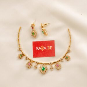 regal emerald ruby cluster necklace set