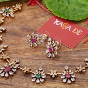 floral ruby & emerald necklace set