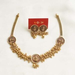 temple gold choker necklace set | lakshmi bridal jewelry karra de