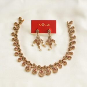 Teardrop diamond necklace set with matching earrings by Karra De