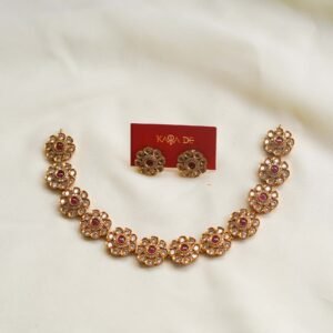 ruby floral antique necklace set | temple gold jewelry karra de