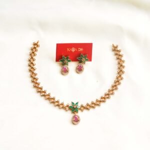 ruby emerald floral necklace set karra de