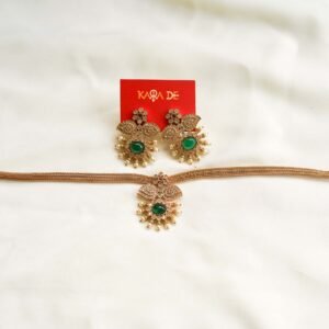 emerald antique attigai necklace set | traditional south indian jewelry karra de