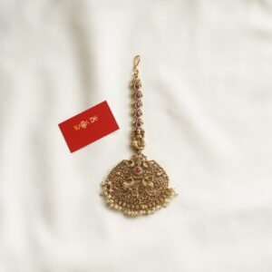 heritage peacock kundan maang tikka | temple bridal collection karra de