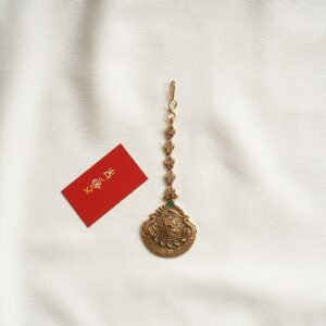 classic gold round maang tikka | traditional temple jewelry karra de