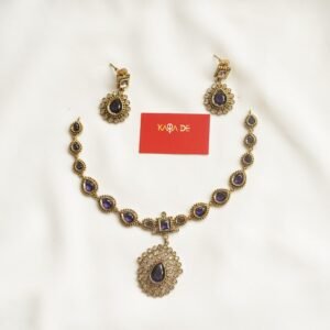 amethyst halo heritage necklace set | purple stone jewelry by karra de