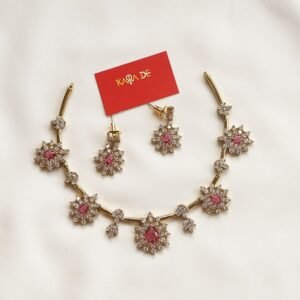 ruby blossom diamond neckpiece set | classic ruby jewelry by karra de