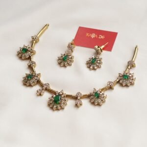 emerald blossom diamond neckpiece set | elegant emerald jewelry by karra de