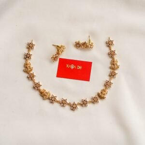 Gold lotus-inspired neckpiece with diamond clusters – Karra De.