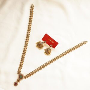 floral round antique haaram set karra de