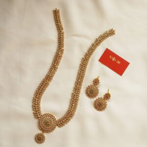 diamond floral modern haaram necklace set | elegant party jewelry karra de