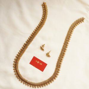 traditional antique gold haaram necklace set | heritage temple jewelry karra de