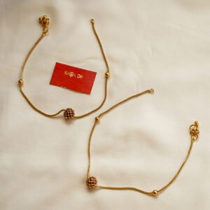 ruby ball adjustable gold anklet pair | everyday lightweight jewelry karra de