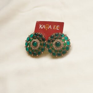 emerald green stone stud earrings | traditional antique jewelry karra de