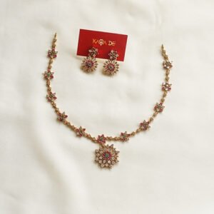 starburst ruby floral necklace set | karra de