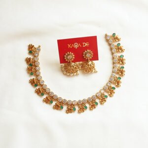 emerald floral antique gold necklace set | karra de