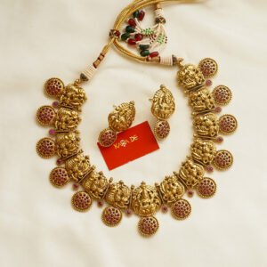 divine lakshmi antique temple necklace set | karra de