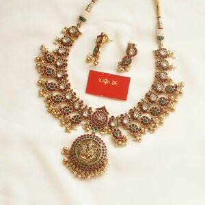 royal lakshmi temple statement necklace set | karra de