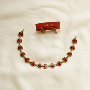 lotus enamel gold temple necklace set | karra de