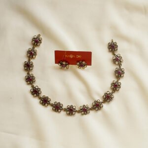 ruby blossom floral antique necklace set | karra de