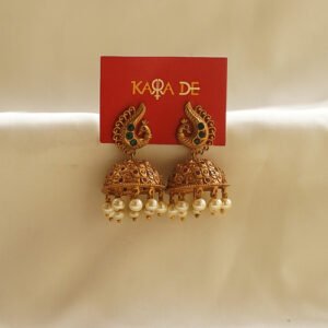 peacock pearl dome jhumka earrings | karra de