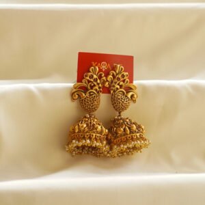 mini peacock pearl drop jhumka earrings | karra de