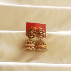 classic round temple jhumka earrings | karra de