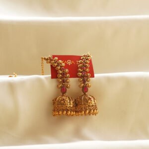 royal ruby bridal jhumka earrings | karra de