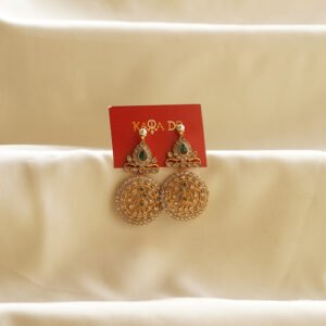 regal peacock emerald jhumka earrings | karra de