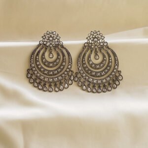 silver royale kundan chandelier earrings | karra de