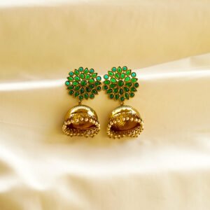 emerald majesty drop jhumka earrings | karra de