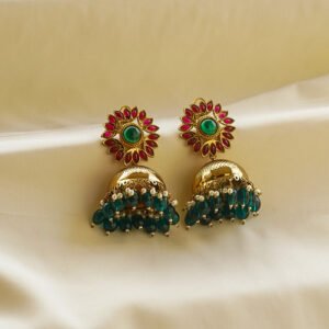 emerald majesty drop jhumka earrings | karra de