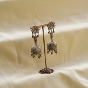 vintage floral engraved jhumki earrings | karra de jewellery