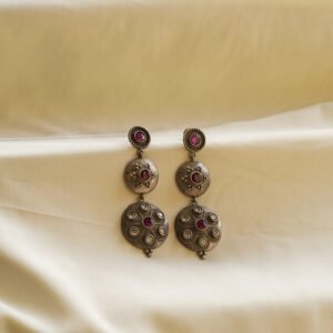purple stone triple drop traditional earrings | karra de jewellery