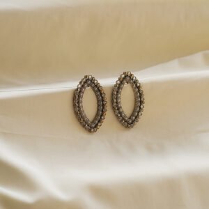 marquise cut oxidised statement stud earrings | karra de jewellery