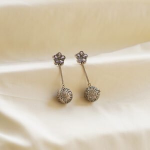 floral chain dangling ball earrings | karra de jewellery