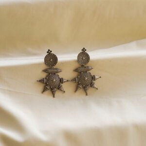 starburst tribal oxidised statement earrings | karra de jewellery