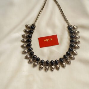 black stone antique oxidised necklace | karra de jewellery