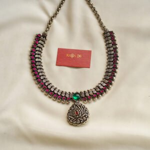 antique crescent motif oxidised necklace set | karra de oxidised jewellery collection