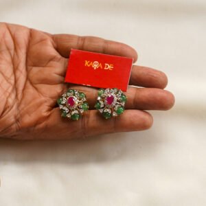 ruby emerald blossom stud earrings | karra de
