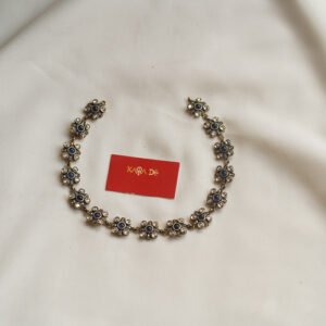 blue stone floral oxidised choker | karra de jewellery