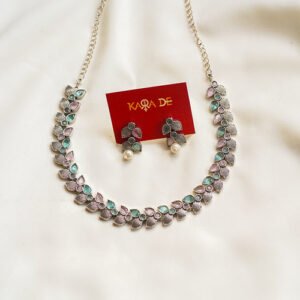 pastel leaf oxidised designer necklace set | karra de jewellery