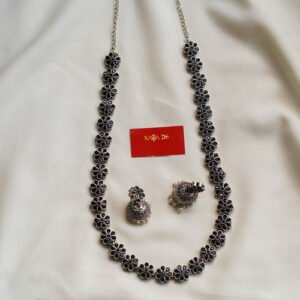 classic oxidised black floral necklace set | karra de jewellery