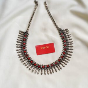 red stone tribal oxidised necklace – karra de
