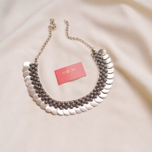 silver coin oxidised statement necklace – karra de