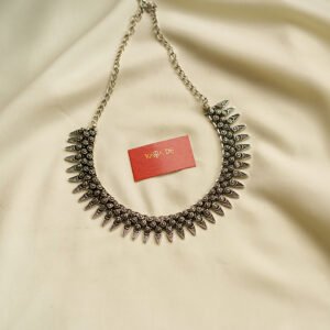 heritage long‑drop tribal oxidised necklace – karra de
