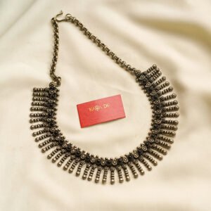 oxidised fringe necklace silver lookalike