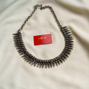 oxidised floral spike necklace silver lookalike